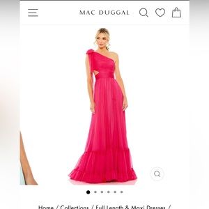 Mac Duggal Tiered Shoulder Ruched Gown